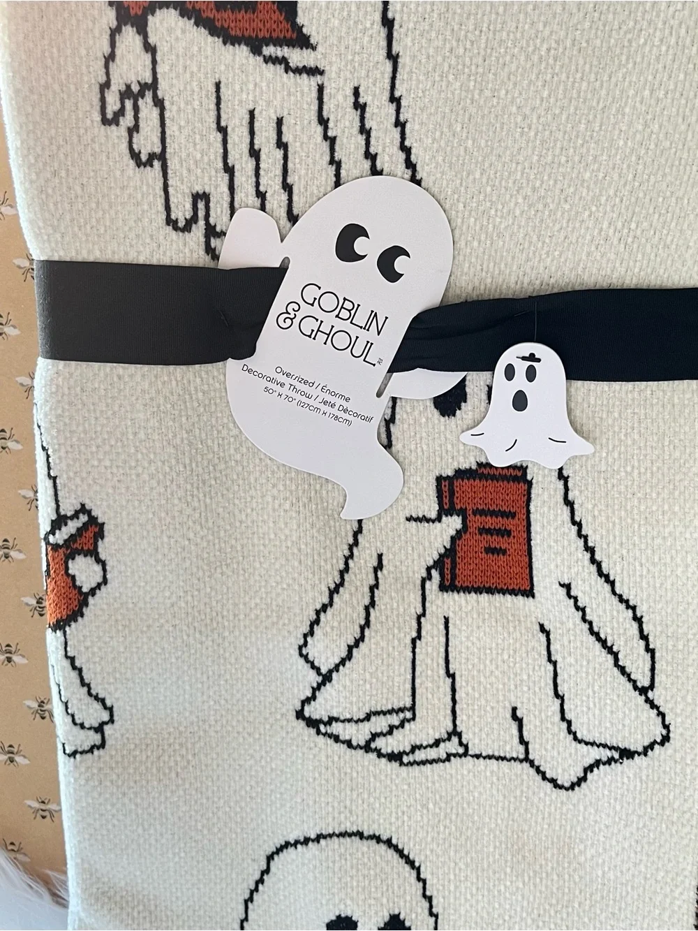 Goblin and Ghoul Halloween Ghost Reading Book Throw Blanket